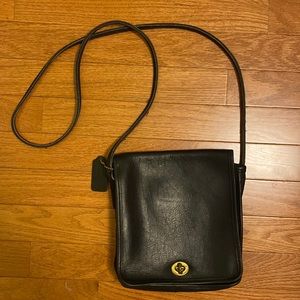 Vintage Black Leather Coach Crossbody
